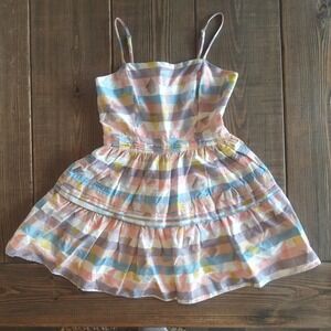 Willa Story Maura Dress Womens Small Pastel Printed Tiered Babydoll Smocked Mini